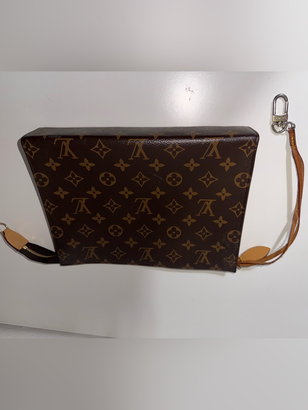 Monogram Canvas Wristlet Pouch - Brown/Tan